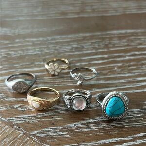 Silver and Gold set of 6 rings